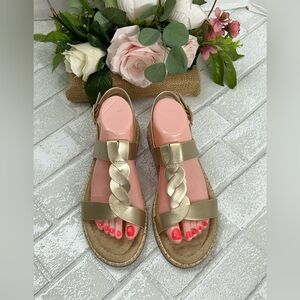 Elegant Gold Braided Women's Sandals